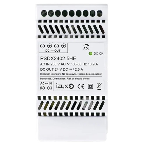 ALIMENTATION RAIL DIN 3M 230V AC / 24V DC / 2.5A non secourue (PSDX2402.5HE)