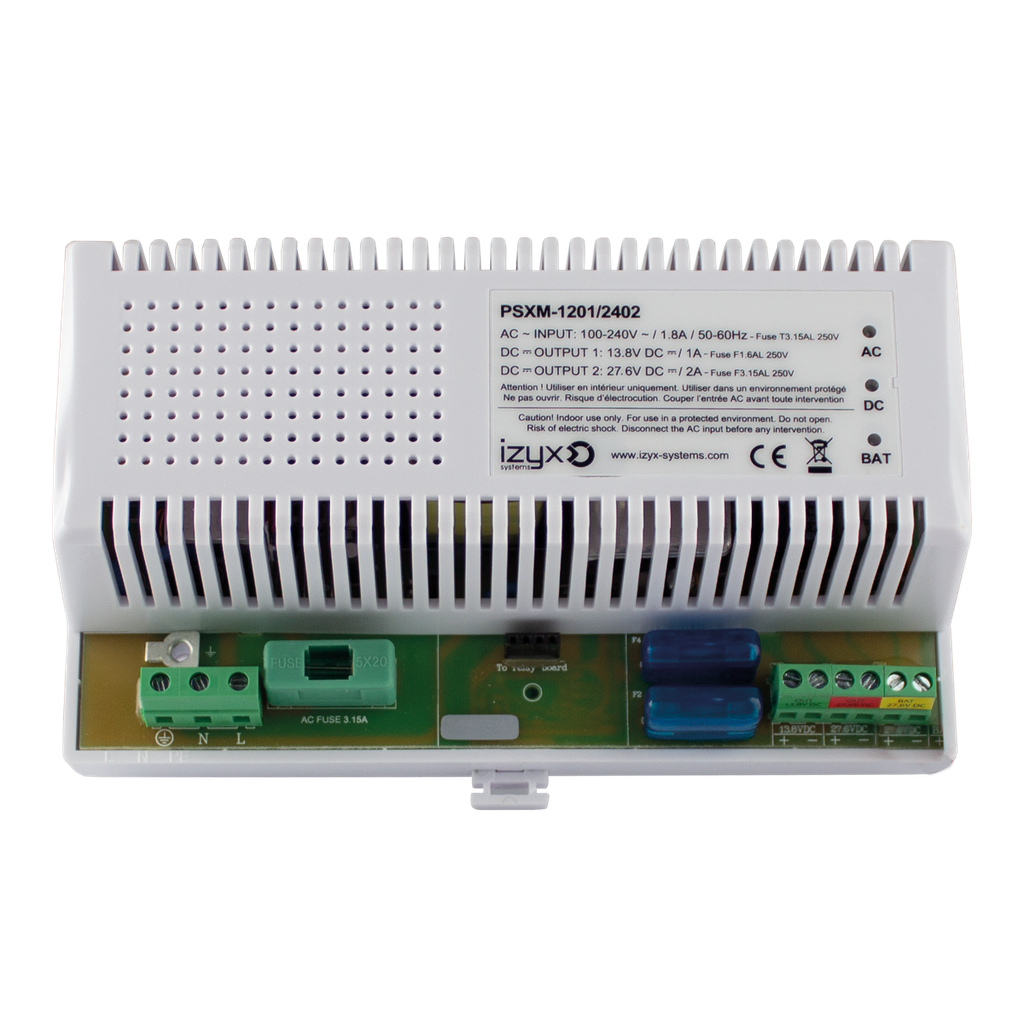 Module alim. charg. PSXM 10M 230V AC / 12V  (13,8V) / 1A + 24V DC (PSXM-1201/2402)