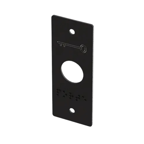 Plaque INOXétroite noire - pictos clé + marquage braille