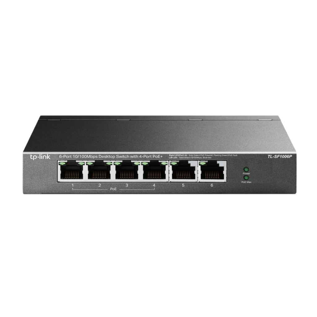 Switch de bureau 6 ports 10/100 Mbps avec 4 ports PoE+