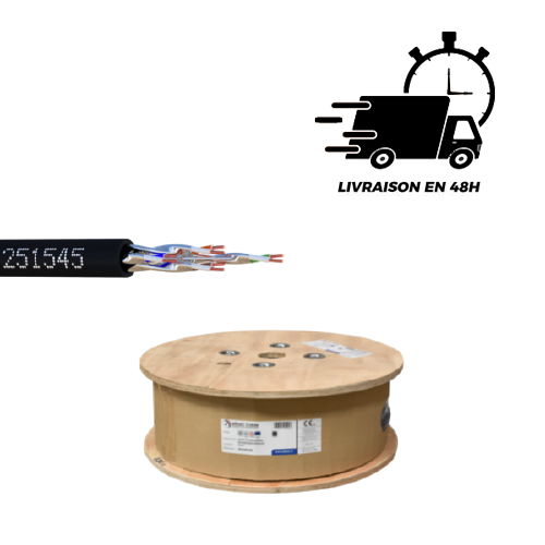 CABLE RESEAU U/FTP CAT6A INTERIEUR/EXTERIEUR 500M NOIR  (U/FTP-C6A-EXT/T5)