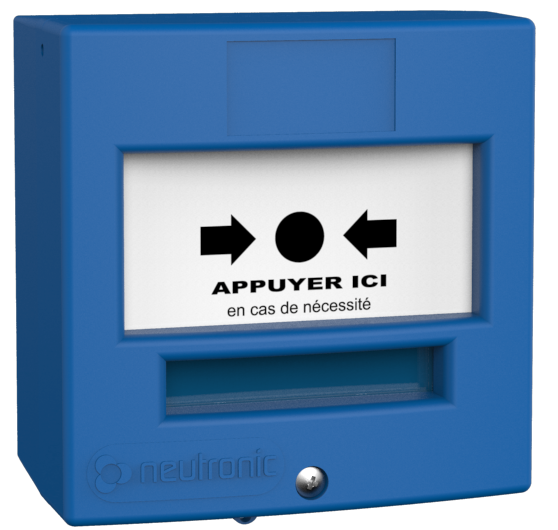 DM 1 CONTACT "APPUYER ICI" BLEU AVEC CAPOT  (NEU-4710C1C)