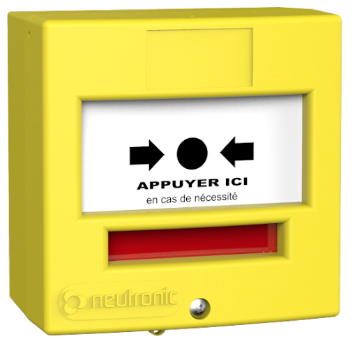 DM 1 CONTACT "APPUYER ICI" JAUNE AVEC CAPOT  (NEU-4710J1C)
