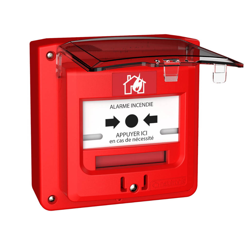 Déclencheur Manuel rouge Type 4 à piles Radio Adressable Connecté Etanche + capot