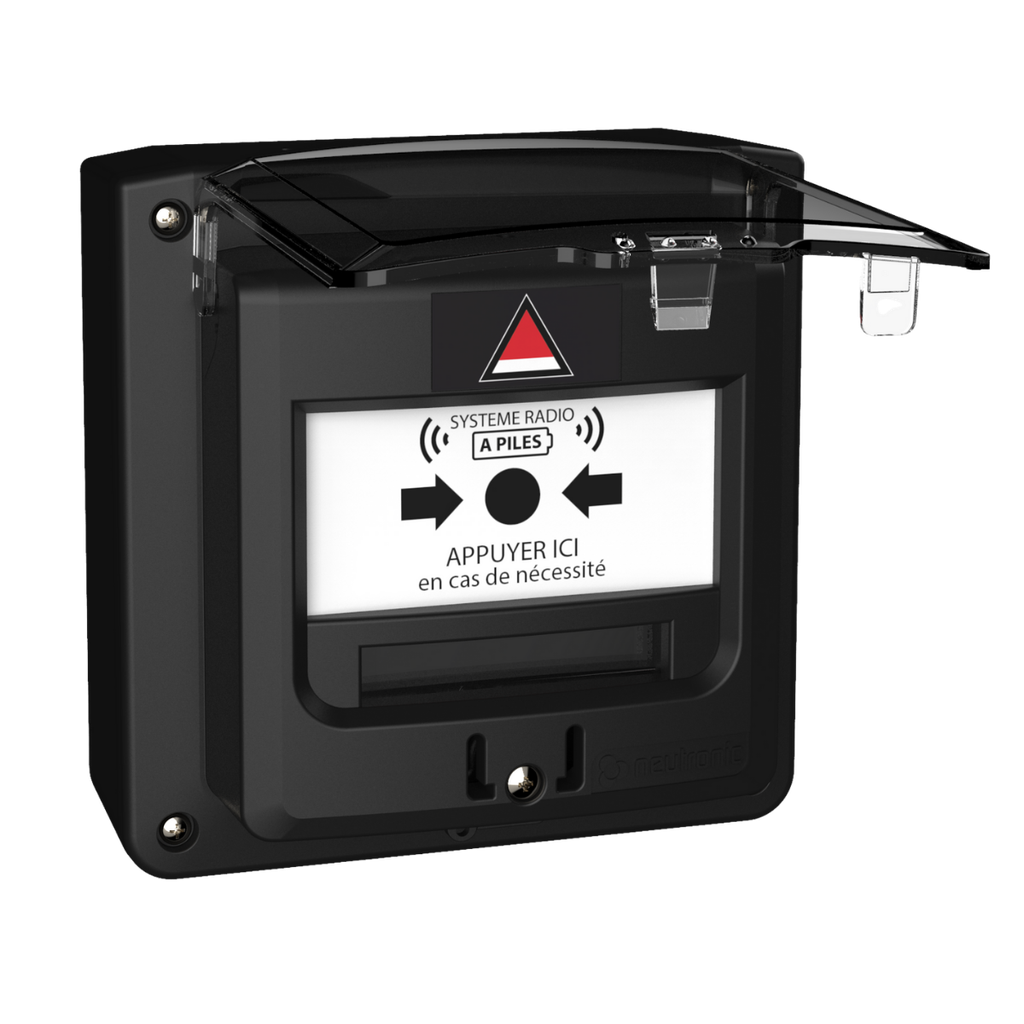 Boitier Menace (BM) noir à piles Radio Adressable Connecté Etanche + Capot
