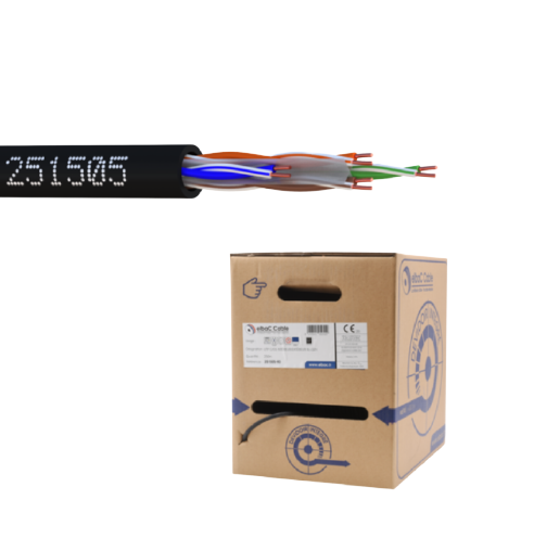 CABLE RESEAU UTP CAT6 INTERIEUR/EXTERIEUR XL LSZH 250M NOIR  (UTP-C6/EXT-D2)