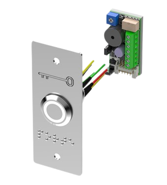 BP inox avec plaque etroite et braille PORTE  Led bicolore V/B