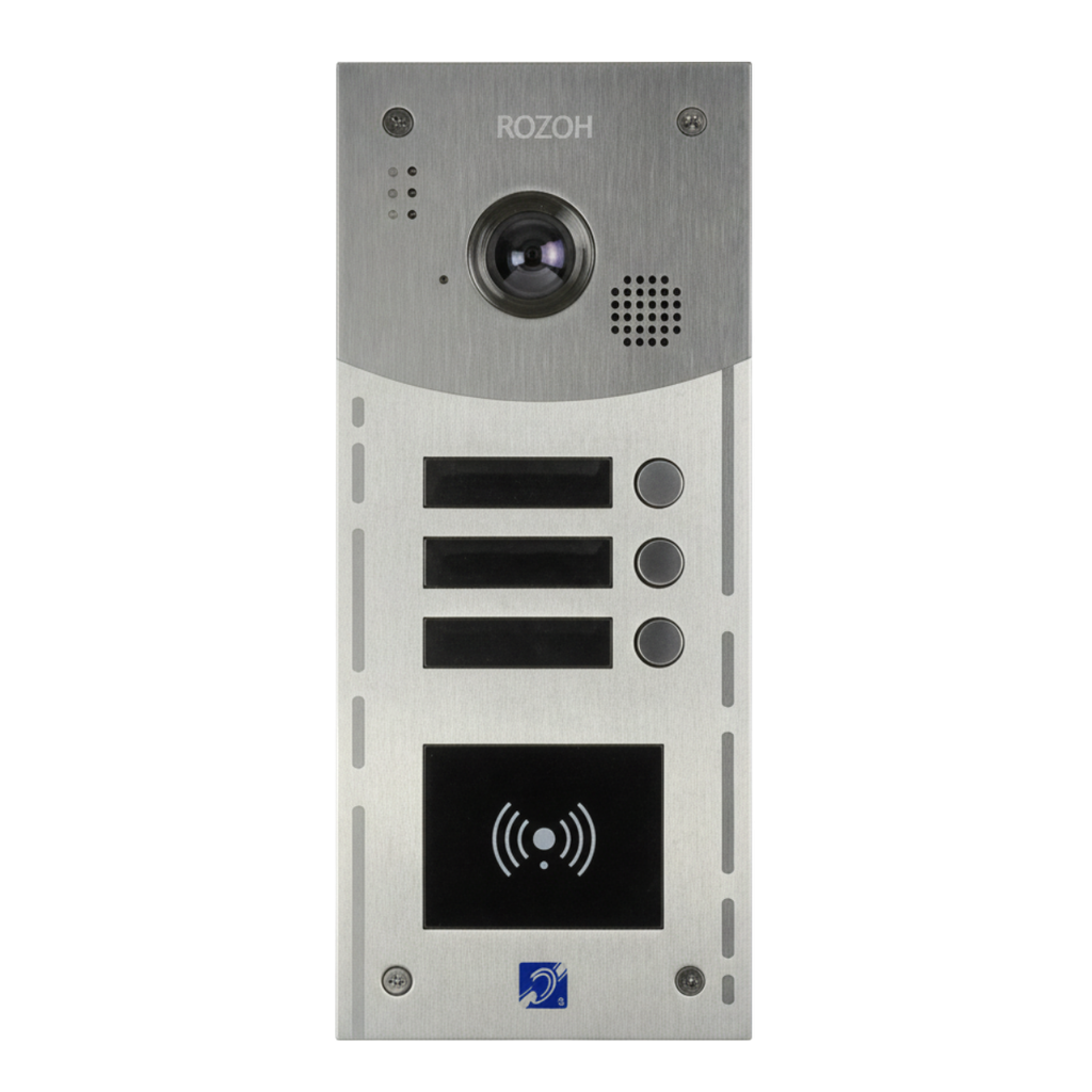 Interphone Vidéo 3 boutons avec lecteur de badges mains-libres 