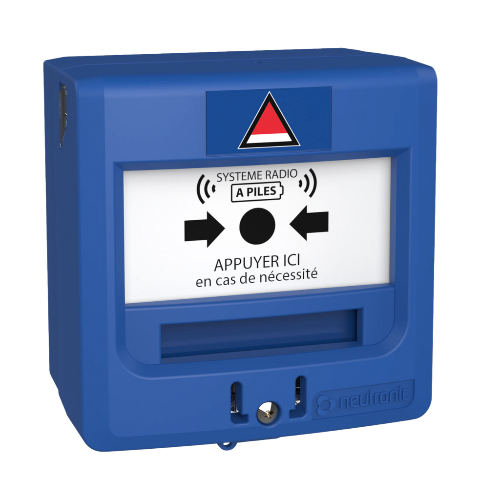 Déclencheur Manuel (DM) bleu à piles Radio (pour 2ème son) + Capot  (NEU-5710C1C-RF3)