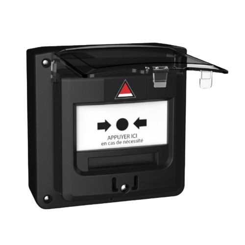 Boitier Menace (BM) noir 1 contact étanche + Capot sans inscription