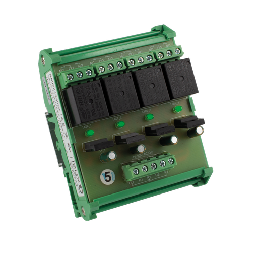 [RMDX123004] Relais RailDin 12-30V AC/DC - 4 relais/LED - Max.250VAC/10A-30VDC/10A (RMDX123004)