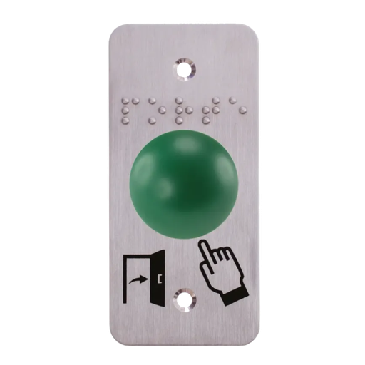 [SS19D32P101] Bouton poussoir ergonomique, dôme vert en aluminium, sur plaque étroite