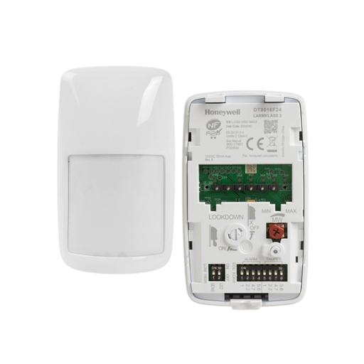 [DT8016F24] Honeywell DT8016F24 Détecteur de mouvement DUAL TEC double technologie, 16x22m, 24Ghz, choix de résistances et NF&A2P 2 boucliers