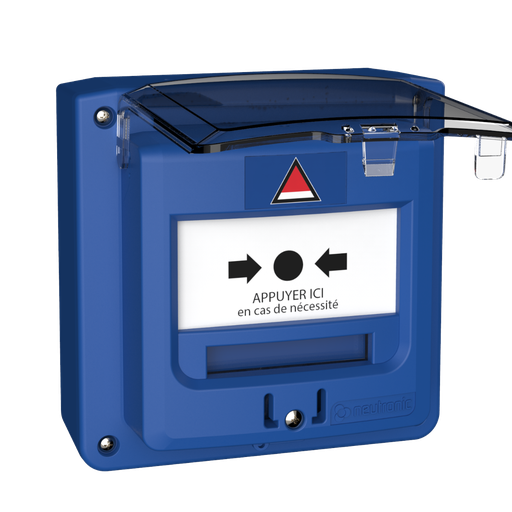 [TZ5DME-B] Déclencheur Manuel (DM) bleu Risque Majeur à piles Radio Adressable Connecté Etanche + Capot