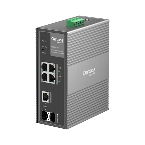 [IES206GPP] Switch industriel Gigabit Omada 6 ports facile à gérer avec 3 ports PoE+ et 1 port PoE++