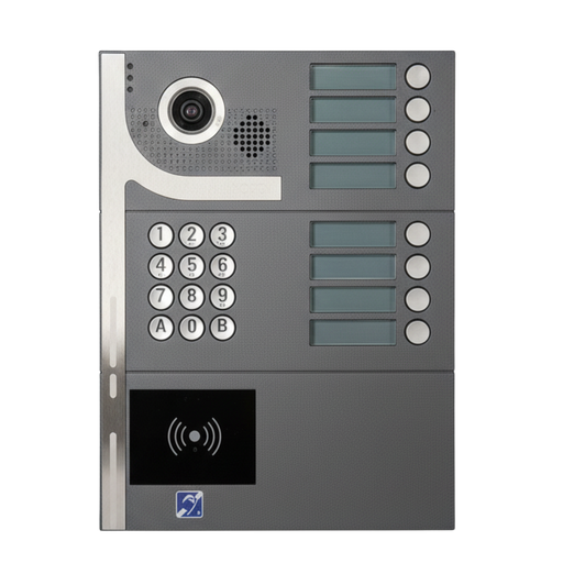 [R202-1008] Interphone Vidéo 8 boutons avec clavier codé 12 + lecteur de badges mains-libres