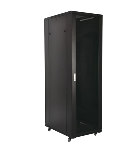 [BAI2766CN] BAIE 19'' 27U 600X600 PORTE VITRÉE NOIRE MONTÉE