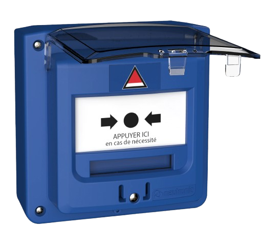 [5713C1C-RF3] Déclencheur Manuel (DM) bleu étanche à piles Radio + Capot