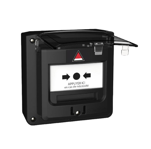 [5714N5C] Boitier Menace (BM) noir 2 contacts étanche + Capot sans inscription